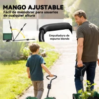 Outsunny Carrito de Jardín con Ruedas Grandes Asa Ajustable y Bolsa Impermeable Removible Carga 300 kg 105x51x54 cm Verde(m-6)