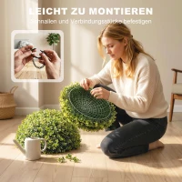 HOMCOM 52 cm künstliche Eukalyptuskugeln im 2er-Set, UV-beständige Dekopflanzen mit 1086 Blättern für Innen- und Außen(m-7)