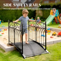 Outsunny Mostek ogrodowy metalowy 135,5 cm mostek do stawu z poręczami antyczny wygląd odporny na rdzę łatwy montaż(m-6)