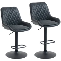 HOMCOM Set of Two Faux Leather Retro Bar Stools - Black(m-1)