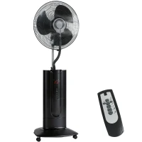 HOMCOM Ventilatore a Piantana 3 in 1 Oscillante con Nebulizzatore d'Acqua, Telecomando e Timer 9h, 45x38x130 cm, Nero(m-11)