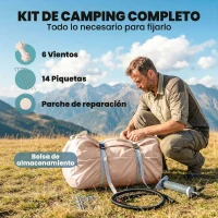 Outsunny Tienda de Campaña Inflable con Apertura de Chimenea y Claraboya Bomba Bolsa UPF30+ para 4 Estaciones Impermeable 5000+(m-9)