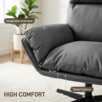 HOMCOM Accent Chair with 360 Swivel Armchair for Living Room with Padded Cushion Dark Grey(m-5)