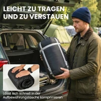 Outsunny Schlafsack Doppelschlafsack für 2 Personen mit 2 Kissen 2 Jahreszeiten für Outdoor, Camping, Trekking, Reisen Schwarz(m-8)