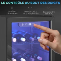 HOMCOM Cave à vin 24 bouteilles 68L, réfrigérateur à vin et boissons avec température réglable 4-16 °C, porte réversible, noir(m-5)