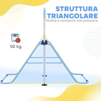 HOMCOM Sbarra Ginnastica Artistica per Bambini ad Altezza Regolabile con 2 Anelli, in Acciaio, 148x105x88-128 cm, Blu(m-7)