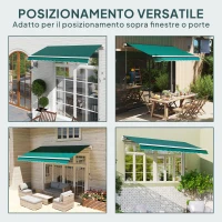 Outsunny Telo di Ricambio per Tenda Parasole Retrattile 3x2.5 m in Poliestere Anti UV 50+ Verde(m-6)