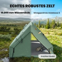 Outsunny Aufblasbares Zelt 8-10 Personen Schneller Aufbau 4-Jahreszeiten Wasserdicht Kratzfest Zelt mit Kaminöffnung Dachfenster(m-5)