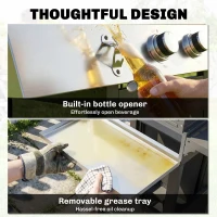 Outsunny Barbacoa de Gas con 3 Quemadores 8,1 kW Termómetro Parrillas Mesas Laterales Armario y Ruedas 109x50x109 cm Negro(m-9)