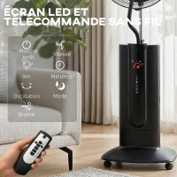 HOMCOM Ventilateur brumisateur 100 W à ionisation négative, ventilateur sur pied 130 cm, 3 vitesses, 3 modes, minuterie, noir(m-8)