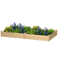 Outsunny Jardinera Elevada de Madera Huerto Urbano para Cultivar Plantas con Divisor y Base Abierta 235x121x26 cm Natural(m-11)