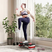 Stepper Fitness Aerobic - Aosom.fr x FFHandball - hauteur reglable surface antiderapante 80 x 31 x 20 cm noir gris clair(m-10)