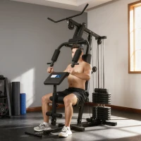 Station de musculation fitness - Collaboration Aosom.fr x FFHandball - 12 blocs de poids de 5,5 kg - 135 x 103 x 210 cm(m-8)