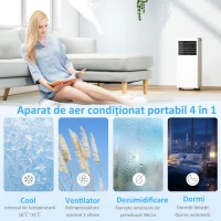 HOMCOM Aparat de Aer Condiționat Portabil 5000 BTU, Unitate 4-în-1: Răcire, Dezumidificare, Ventilator, Modul Sleep(m-5)