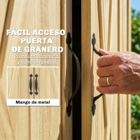 Outsunny Caseta de Jardín de Madera 93x53x168 cm Armario para Herramientas con 4 Estantes 3 Puertas y Ganchos Madera Natural(m-7)