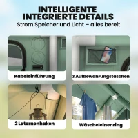 Outsunny Aufblasbares Zelt 8-10 Personen Schneller Aufbau 4-Jahreszeiten Wasserdicht Kratzfest Zelt mit Kaminöffnung Dachfenster(m-8)