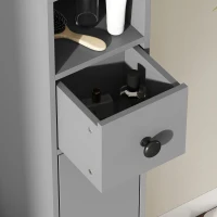 kleankin Badezimmerschrank, 4 Regale, Schublade, Spanplatte, schlankes Design, Grau(m-9)