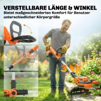 Outsunny Akku Rasentrimmer 21V Freischneider mit 2x4.0Ah Akkus Ladegerät 25 cm Schnittbreite Verstellbarer Teleskop-Griff(m-8)