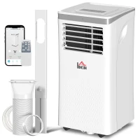 HOMCOM Climatiseur mobile 10000BTU, climatiseur portable 4 en 1 refroidissement déshumidificateur ventilateur mode nuit, blanc(m-1)