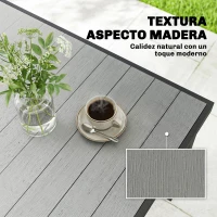 Outsunny Mesa de Comedor de Jardín para 6 Personas con Superficie de Listones Estructura de Acero 140x90x74 cm Gris(m-4)