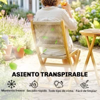 Outsunny Conjunto de Jardín de 3 Piezas de Madera con 2 Sillas Plegables y Mesa Redonda para Patio Balcón Natural(m-5)