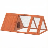 PawHut Rabbit Hutch, Wooden Guinea Pig Hutch with Run and Doors, Outdoor Triangle Bunny House for Rabbits,Duck and Chicken(m-1)
