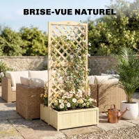 Outsunny Jardinière avec Treillis Carré Potager Bois Pliable Double Bac à Fleurs pour Plantes Grimpantes 73 x 70 x 170 cm Naturel(m-7)