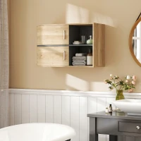 HOMCOM Armario de Baño de Pared con Compartimentos Abiertos y 2 Puertas Mueble de Baño Moderno 80x35x57,5 cm Natural(m-2)