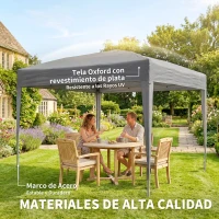 Outsunny Carpa Plegable 3x3 m Pop-up Cenador de Jardín Altura Ajustable con Bolsa de Transporte Anti-UV Impermeable Gris(m-4)
