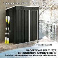Outsunny Capanno Giardino Metallo 163x90x179 cm, Porta Chiudibile, Prese d'Aria, Grigio Scuro(m-5)