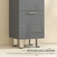 kleankin Badezimmerschrank, Badschrank, 4 Schubladen, Spanplatte, glatt, Grau(m-5)