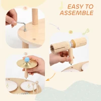 AIYAPLAY Baby Drum Kit, Wooden Kids Musical Instruments with Drums and Xylophone, Gifts for Girls Boys Birthday, Natural(m-7)