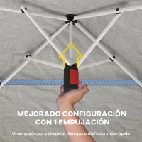 Outsunny Carpa Plegable 3,5x3,5 m Pop-up con Altura Ajustable 3 Niveles Doble Techo Cierre Central y Bolsa UPF50+ Gris(m-6)