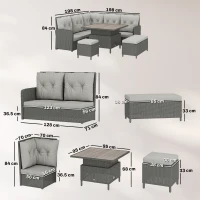 Outsunny 6 Pieces Outdoor PE Rattan Garden Furniture, Patio Wicker Sectional Conversation Corner Sofa(m-3)