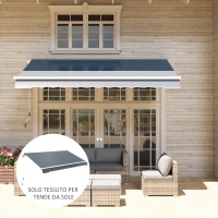 Outsunny Telo di Ricambio per Tenda Parasole Retrattile 4x3 m in Poliestere Anti UV 50+ Grigio(m-8)