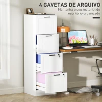 HOMCOM Arquivador para Escritório com 2 Gavetas para Escritório com Fechaduras Gavetas Suspensas para A440x40x131 cm Branco(m-4)