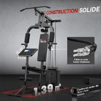 Station de musculation fitness - Collaboration Aosom.fr x FFHandball - 12 blocs de poids de 5,5 kg - 135 x 103 x 210 cm(m-6)