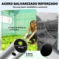 Outsunny Invernadero de Túnel 6x3x2 m con 6 Ventanas de Malla Cubierta de PE Anti-UV y 3 Puertas Enrollables Verde(m-7)