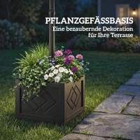 Outsunny Solar Laterne Stehleuchte mit Blumentopf 195cm Außen Gartenlaterne mit 2 Helligkeitsstufen Lichtsteuerung Schalter IP44(m-6)