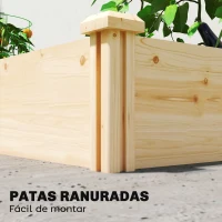 Outsunny Jardinera Elevada de Madera Huerto Urbano para Cultivar Plantas con Divisor y Base Abierta 235x121x26 cm Natural(m-8)