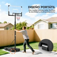 SPORTNOW Canasta de Baloncesto para Exterior Ajustable de 230-305 cm con Tablero Irrompible Base Rellenable y Ruedas Negro(m-8)