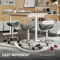 HOMCOM Salon Saddle Stool, Rolling Saddle Chair for Massage, Spa, Clinic, Beauty, Hairdressing and Tattoo, Grey(m-6)