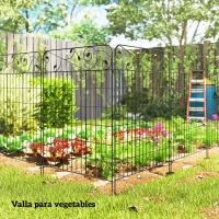 Outsunny Valla de Jardín Exterior de 4 Paneles 88x110 cm Vallas Decorativas con Ángulo Ajustable Negro(m-8)