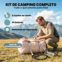 Outsunny Tenda Insuflável com Saída para Fogão e Claraboia Bomba Bolsa UPF30+ para 4 Estações Impermeável 5000+(m-9)