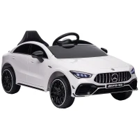AIYAPLAY Voiture électrique enfant Mercedes-benz AMG CLA 45, télécommande, vitesse réglable (3-5 km/h), phare LED musique, blanc(m-12)