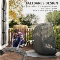 Outsunny Hängesessel mit Gestell für 2 Personen faltbar Hängekorb mit dick Kissen Getränkehaltern Sicherheitsgurt(m-5)