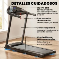 HOMCOM Cinta de Correr para Casa 1-12 KM/H 1,5HP con 12 Programas Ruedas Pantalla LED y Soporte para Móvil para Hogar Oficina(m-6)