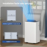 HOMCOM Climatiseur mobile 12000 BTU, climatiseur portable 4 en 1, refroidissement, déshumidificateur, ventilateur, mode nuit(m-8)