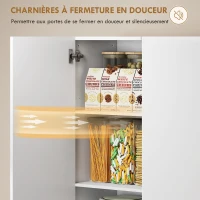 HOMCOM Buffet haut cuisine armoire de cuisine à haute brillance 6 portes à fermeture douce étagères réglables blanc(m-7)