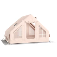 Outsunny Aufblasbares Zelt 5-8 Personen Schneller Aufbau 5000 mm Wasserdicht & Winddicht mit Luftpumpe Kaminöffnung Dachfenster(m-1)